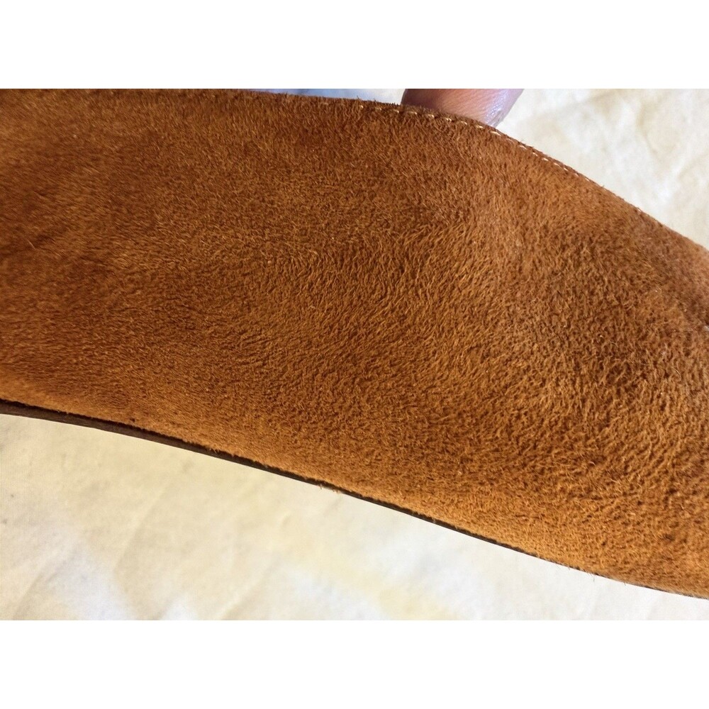 Sezane Brown Suede Peep-Toe Slingback Flat Mules Size 41 (US 10) Deep V Vamp - Picture 3 of 15